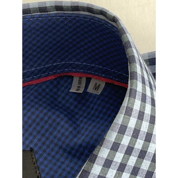 NEW BUGATCHI CASUAL SHIRT CLASSIC FIT SIZE M 100% COTTON BLUE PLAID (CO- 40) - Picture 3 of 5